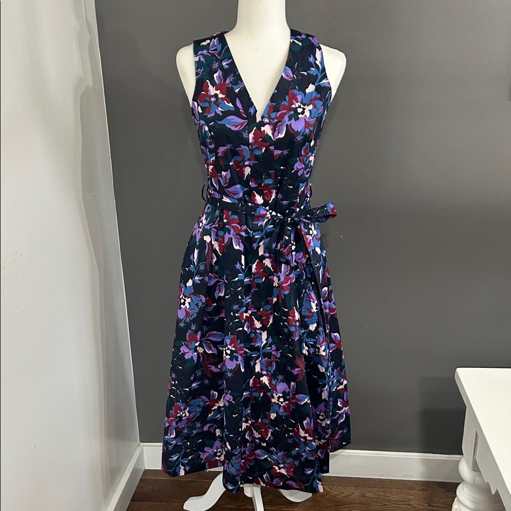 Free Assembly purple/navy Floral Sleeveless Dress
